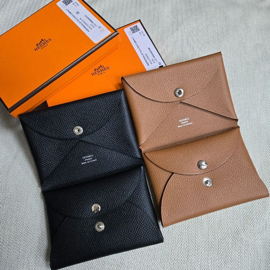 全新 HERMÈS 愛馬仕 Calvi Duo 卡夾 金棕色 Evercolor-5