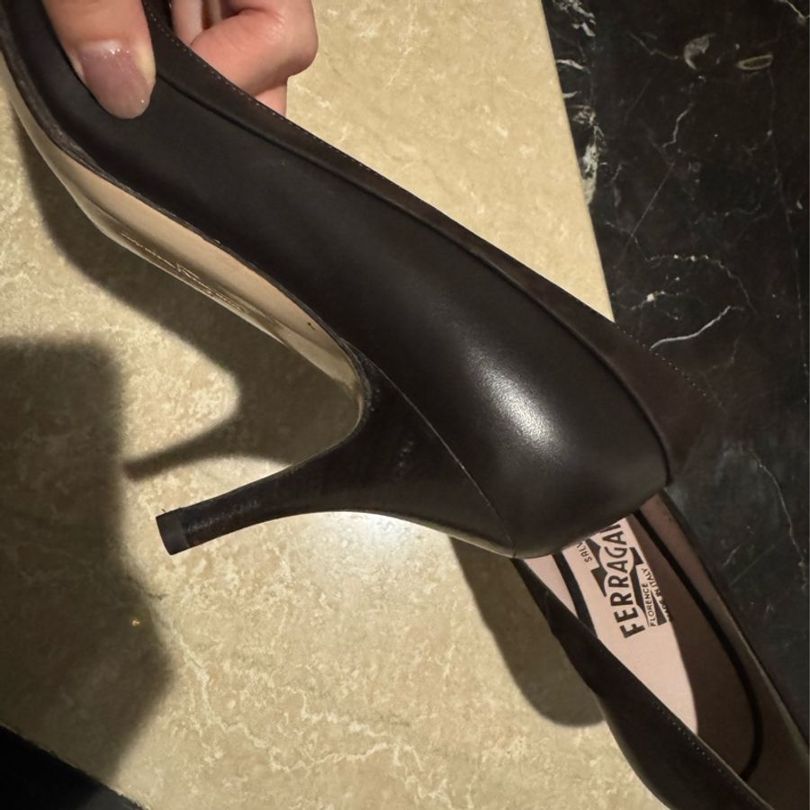 Salvatore Ferragamo拼接麂皮跟鞋-2