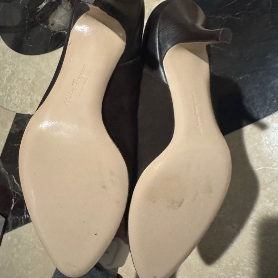 Salvatore Ferragamo拼接麂皮跟鞋-6