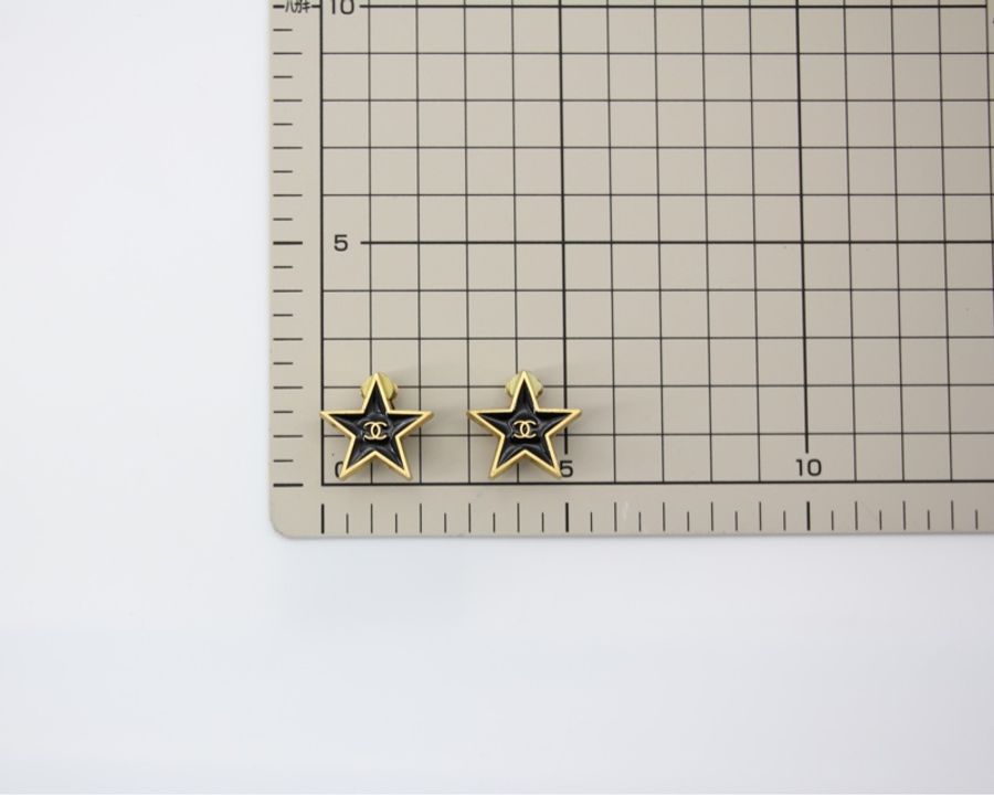 Chanel Vintage 01P 金屬黑色星星形狀CC耳環-12
