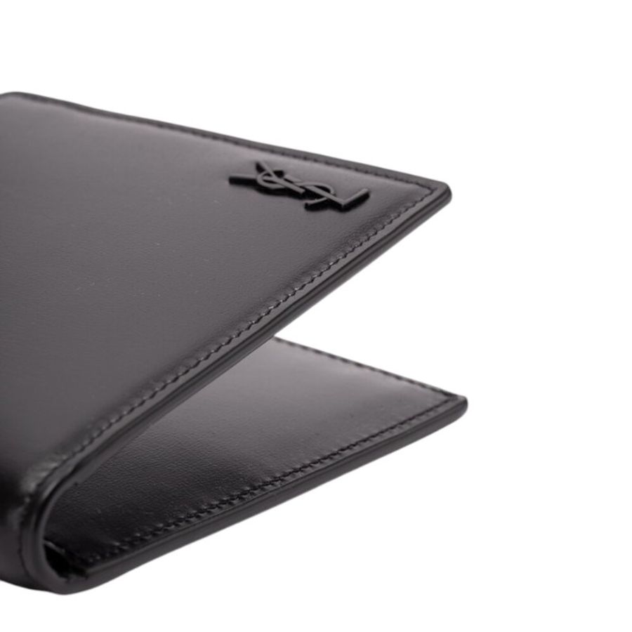 【YSL】SAINT LAURENT Tiny Monogram Bifold 啞光皮革 卡夾 皮夾 短夾 全黑色 607727-1