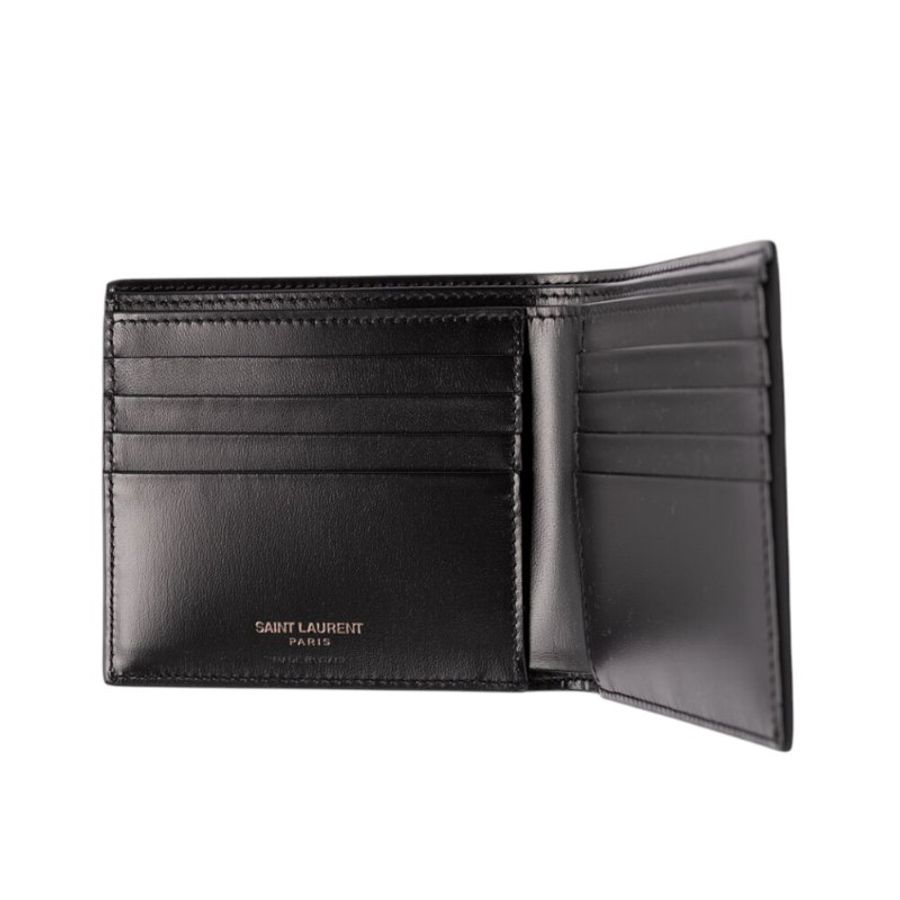 【YSL】SAINT LAURENT Tiny Monogram Bifold 啞光皮革 卡夾 皮夾 短夾 全黑色 607727-2