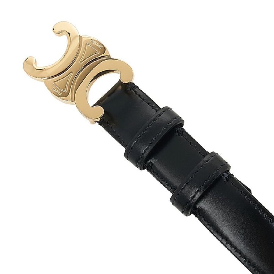 【CELINE】Triomphe Taurillon 凱旋門 牛皮 中號 2.5公分 腰帶 皮帶 黑色 45AK93A01.38NO-2