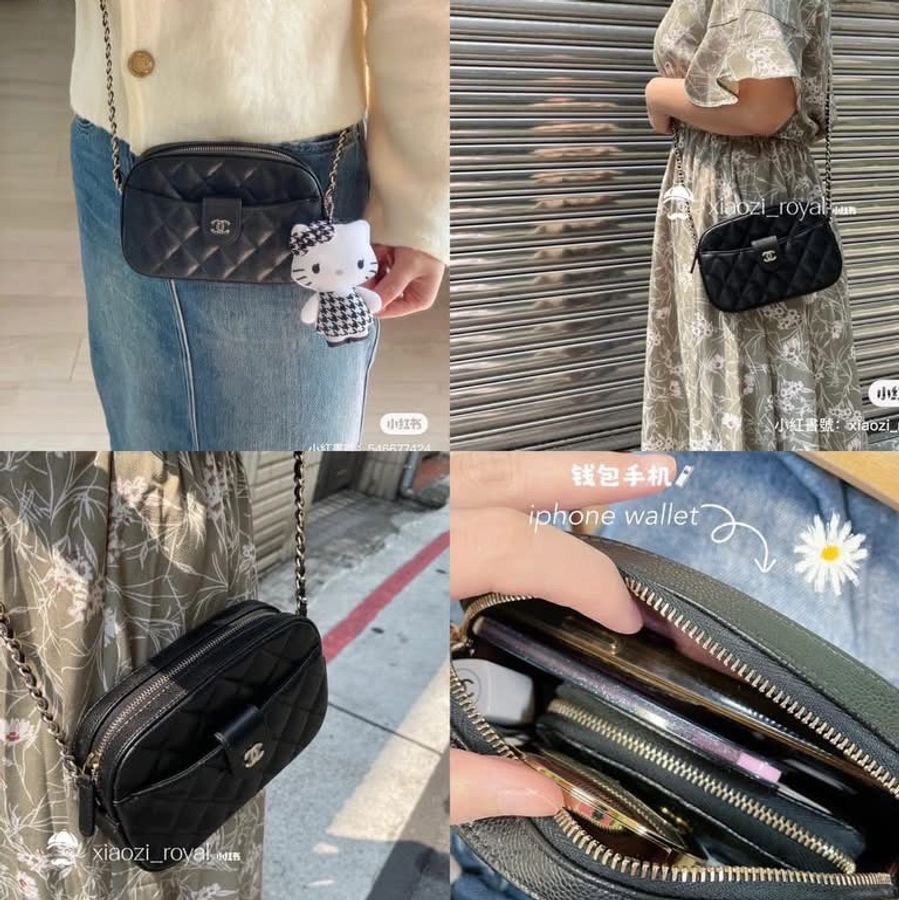 JK國際二手精品✨#CHANEL 24S荔枝牛皮相機包 黑淡金 芯片款 🈶購證-1