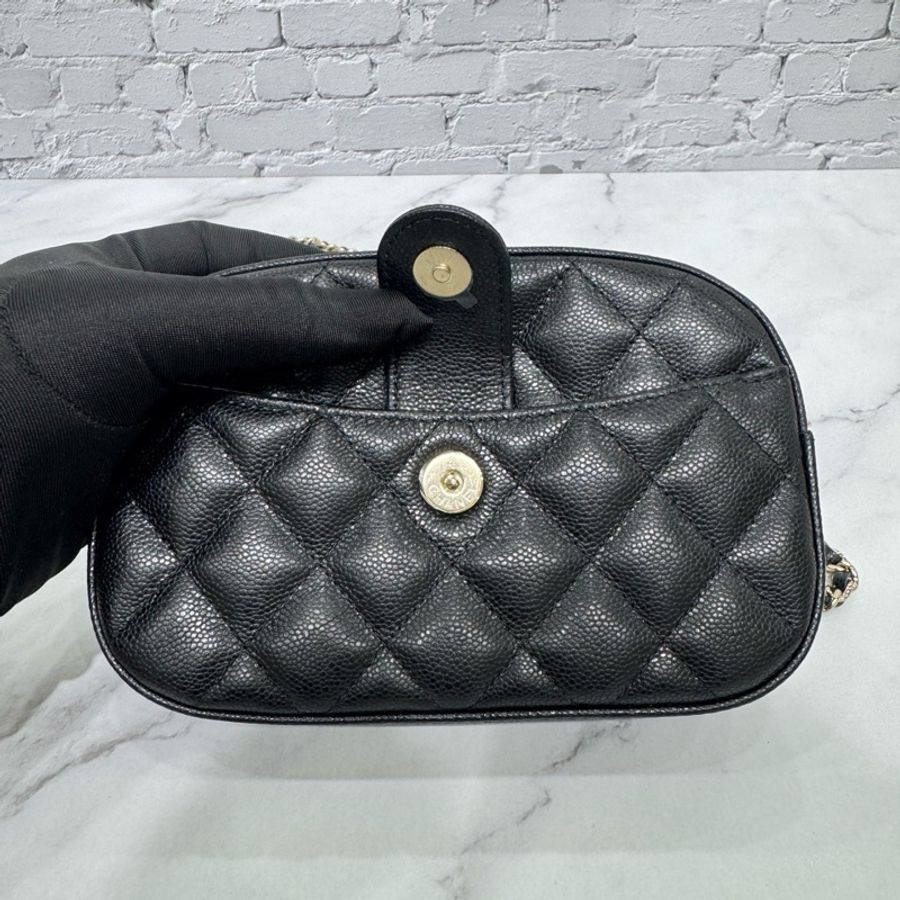 JK國際二手精品✨#CHANEL 24S荔枝牛皮相機包 黑淡金 芯片款 🈶購證-16
