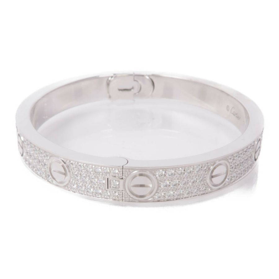 CARTIER 【激減優惠】18K白金Love Bracelet Diamond鑽石手鐲Cartier#16-1