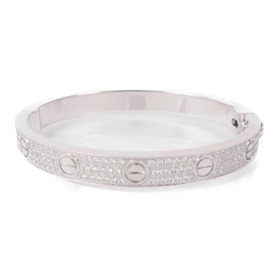 CARTIER 【激減優惠】18K白金Love Bracelet Diamond鑽石手鐲Cartier#16-2
