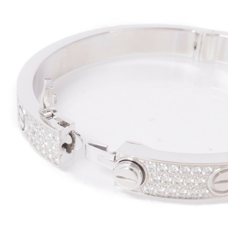 CARTIER 【激減優惠】18K白金Love Bracelet Diamond鑽石手鐲Cartier#16-5