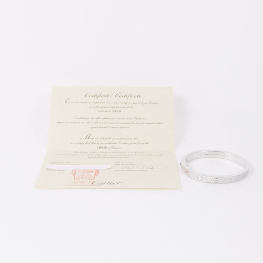 CARTIER 【激減優惠】18K白金Love Bracelet Diamond鑽石手鐲Cartier#16-6
