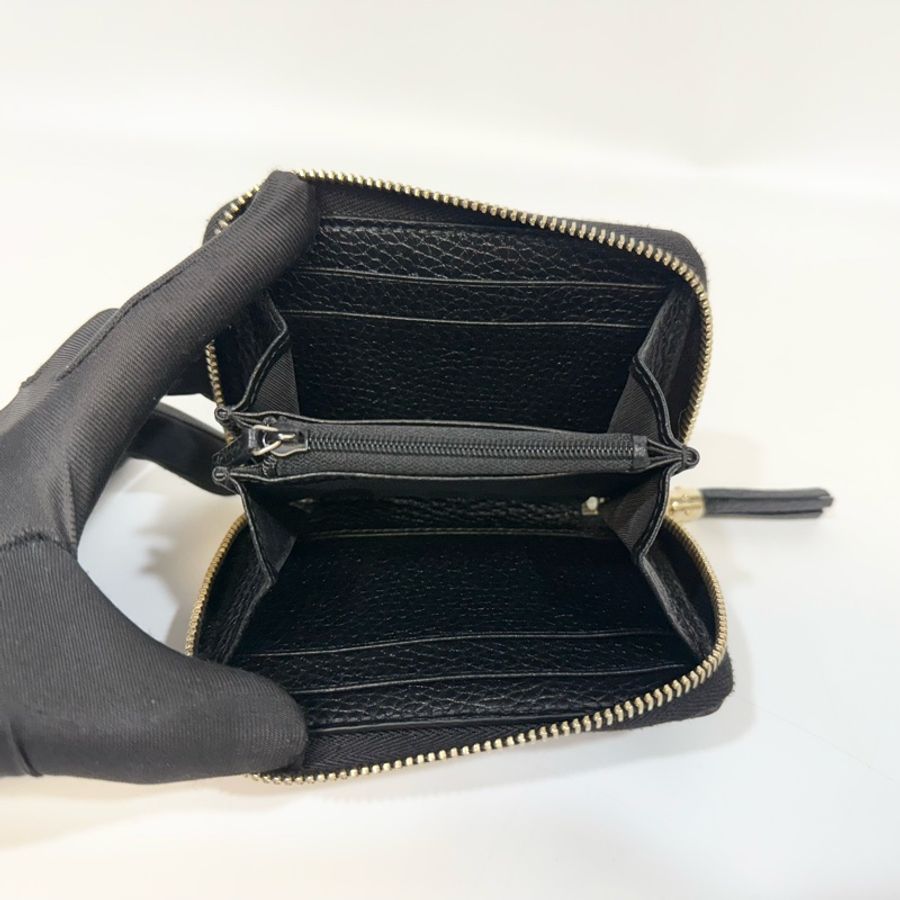 GUCCI零錢包黑色牛皮雙G SOHO拉鍊零錢包598209-2