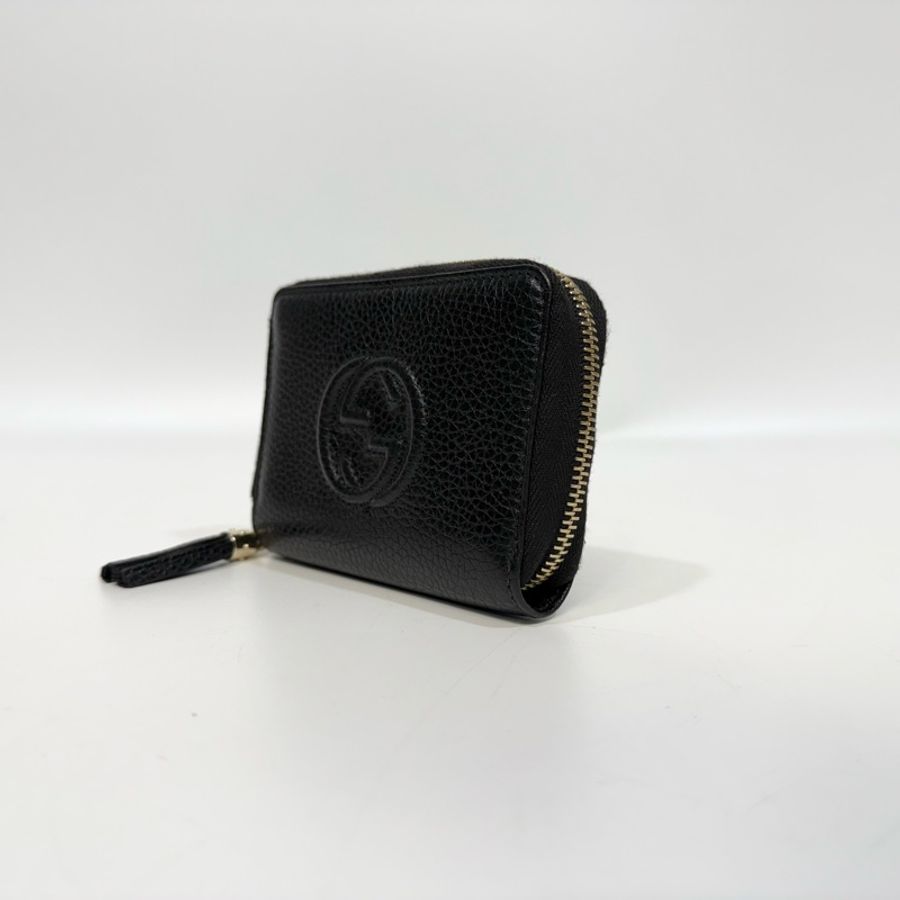 GUCCI零錢包黑色牛皮雙G SOHO拉鍊零錢包598209-6