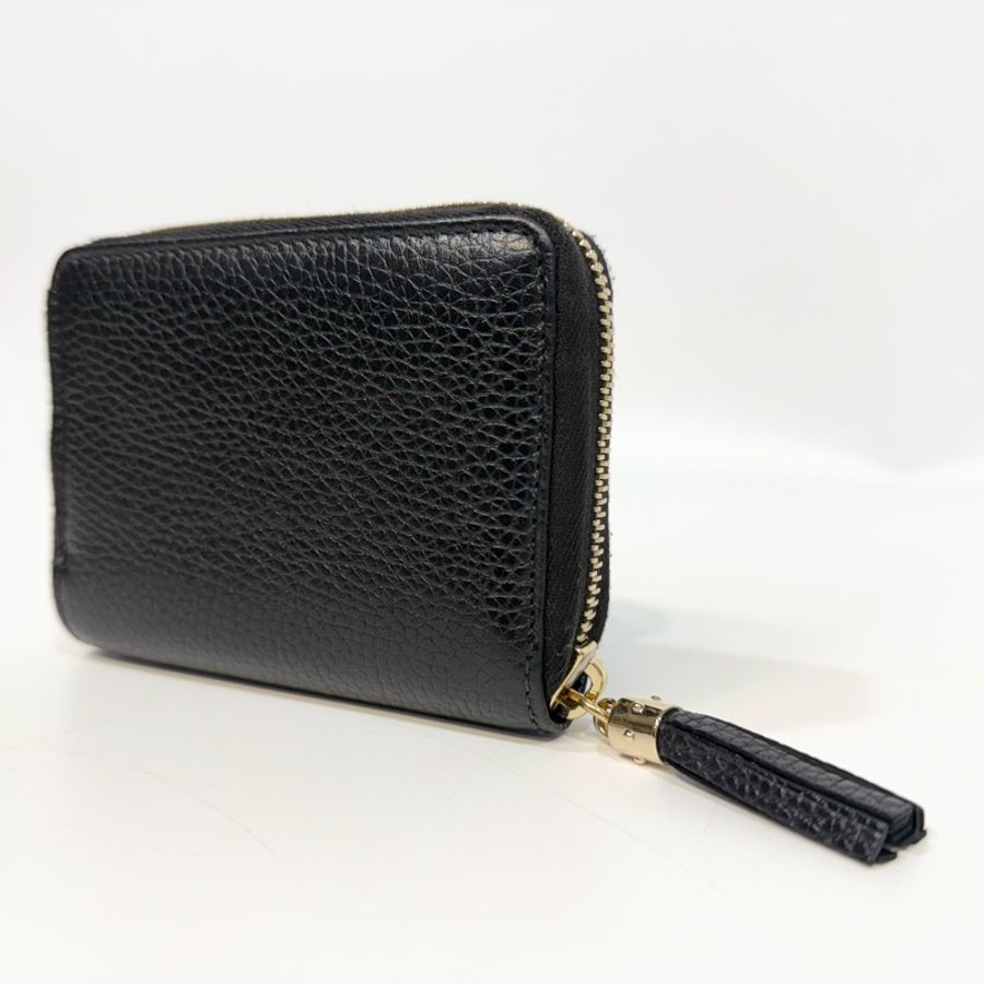 GUCCI零錢包黑色牛皮雙G SOHO拉鍊零錢包598209-9