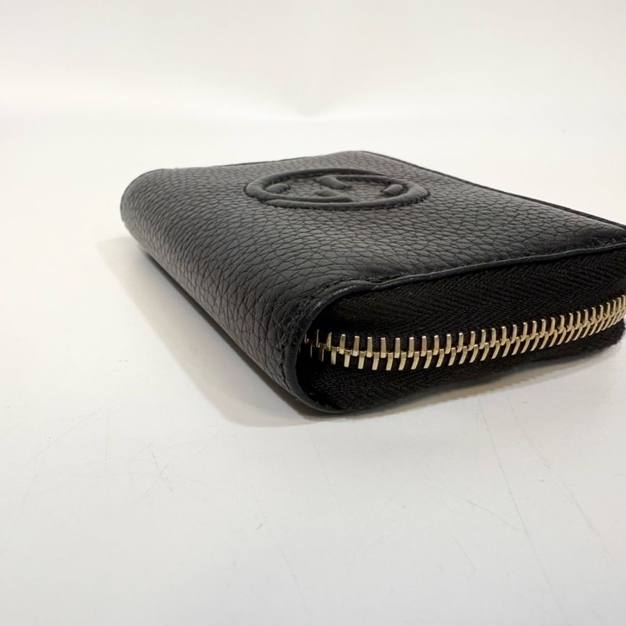 GUCCI零錢包黑色牛皮雙G SOHO拉鍊零錢包598209-14