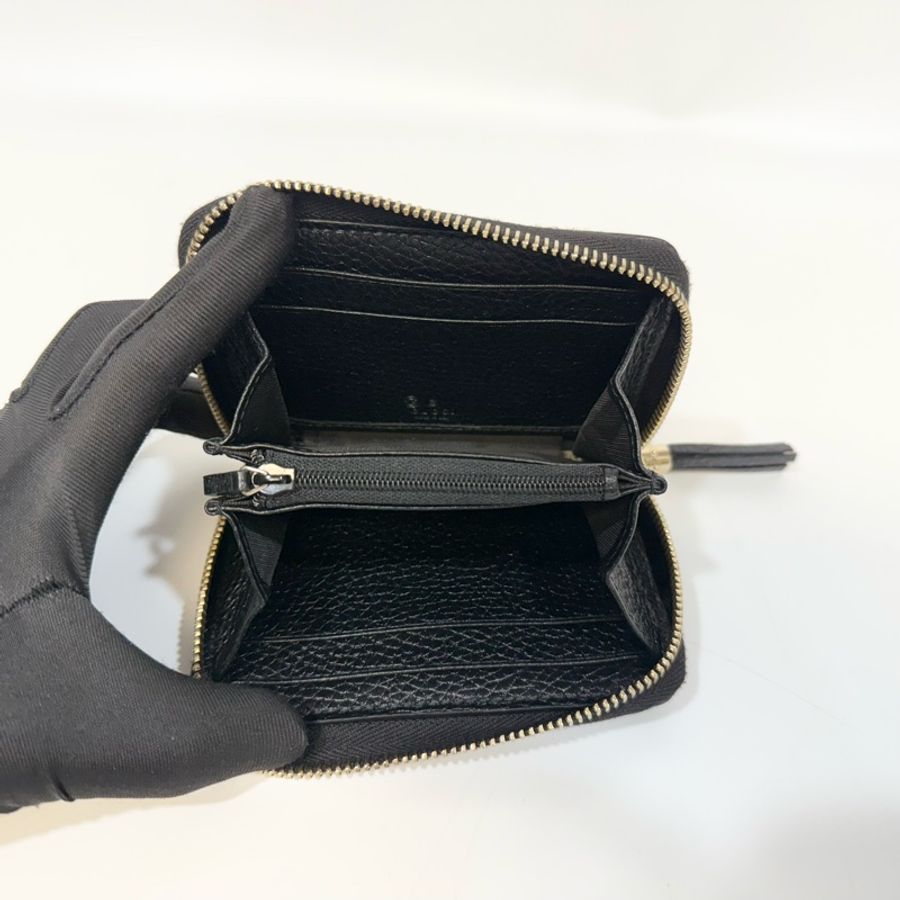 GUCCI零錢包黑色牛皮雙G SOHO拉鍊零錢包598209-16