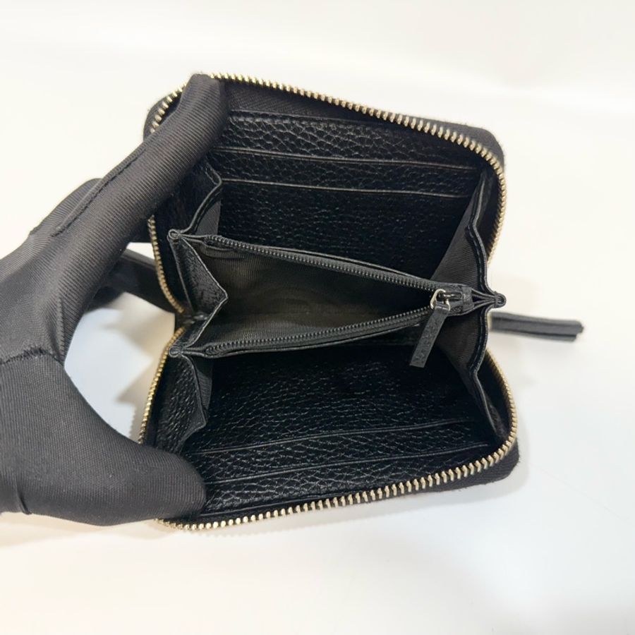 GUCCI零錢包黑色牛皮雙G SOHO拉鍊零錢包598209-18