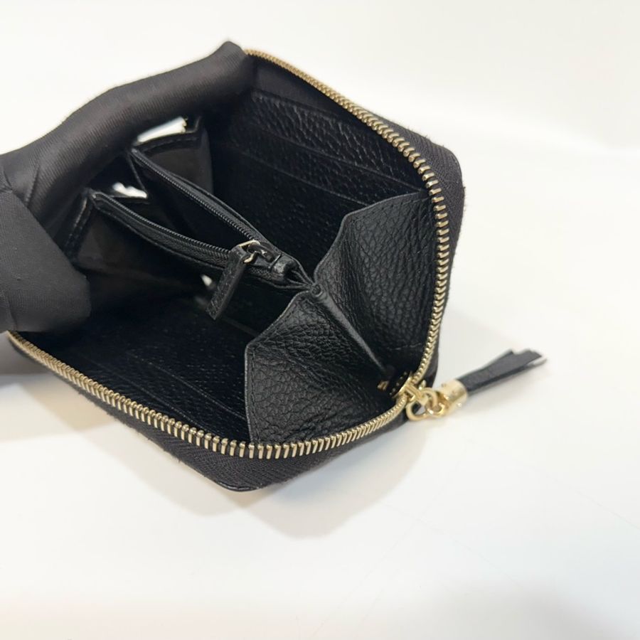 GUCCI零錢包黑色牛皮雙G SOHO拉鍊零錢包598209-19