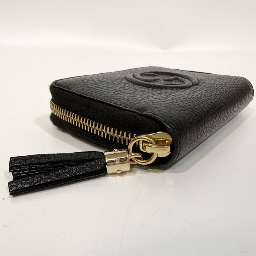 GUCCI零錢包黑色牛皮雙G SOHO拉鍊零錢包598209-21