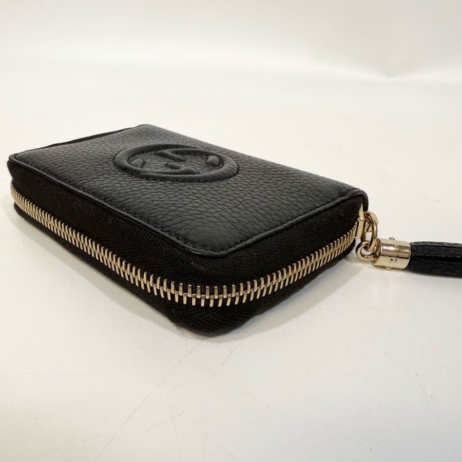GUCCI零錢包黑色牛皮雙G SOHO拉鍊零錢包598209-22