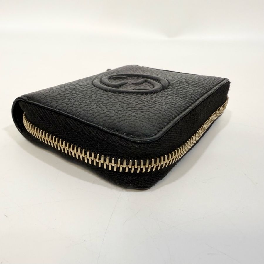 GUCCI零錢包黑色牛皮雙G SOHO拉鍊零錢包598209-23