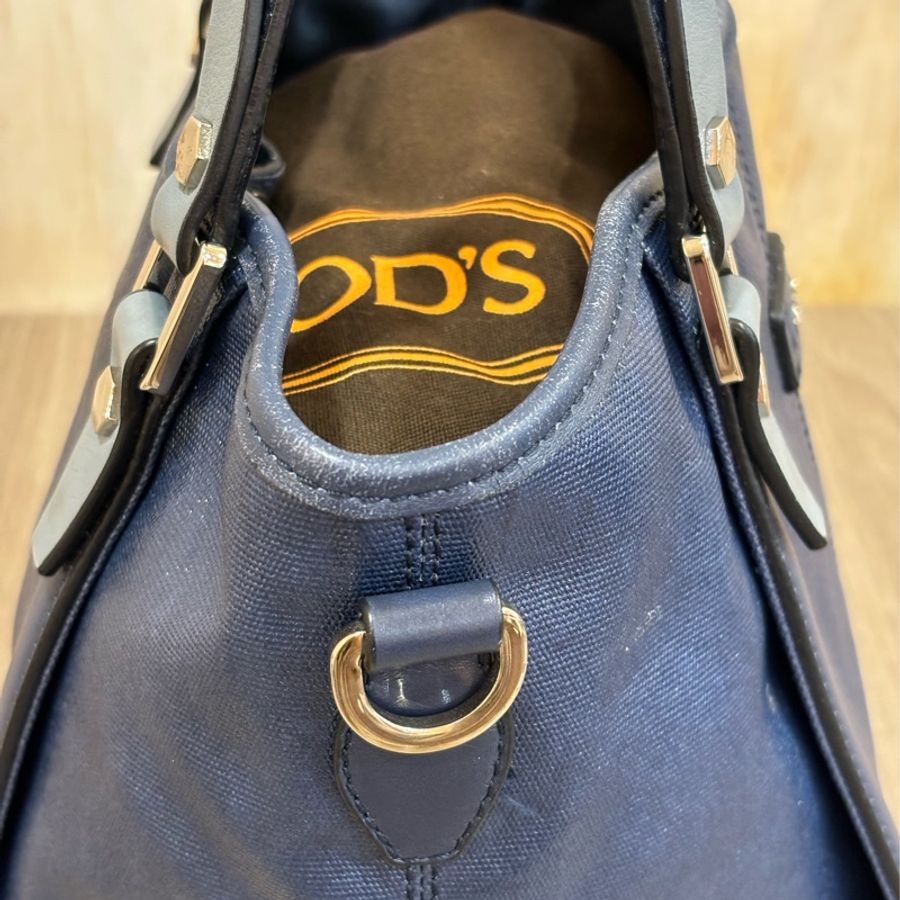 TODS G BAG 藍色防水布 小款 肩背包斜背包手提包-1