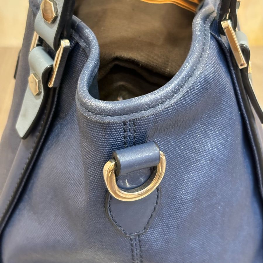 TODS G BAG 藍色防水布 小款 肩背包斜背包手提包-4
