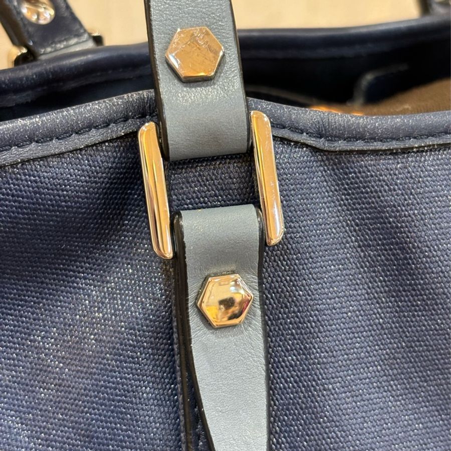TODS G BAG 藍色防水布 小款 肩背包斜背包手提包-12