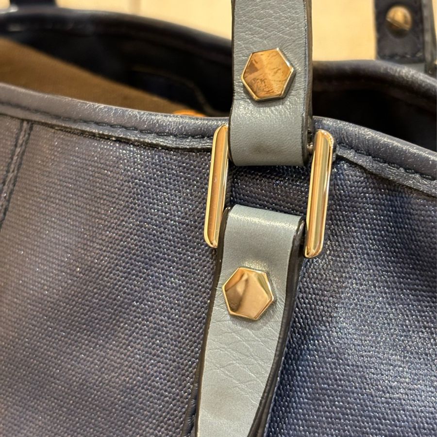 TODS G BAG 藍色防水布 小款 肩背包斜背包手提包-15