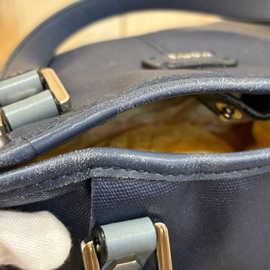 TODS G BAG 藍色防水布 小款 肩背包斜背包手提包-17