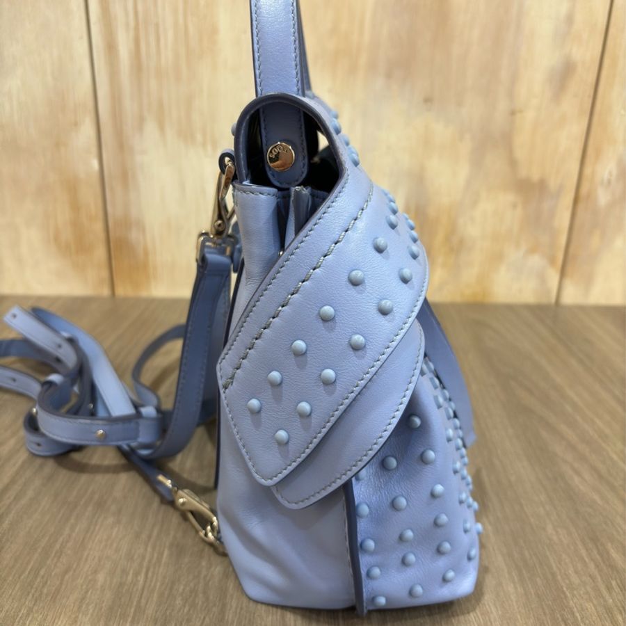TODS WAVE MINI 水 藍 全皮 豆豆 手提包 肩背包 斜背包 後背包 palm-2