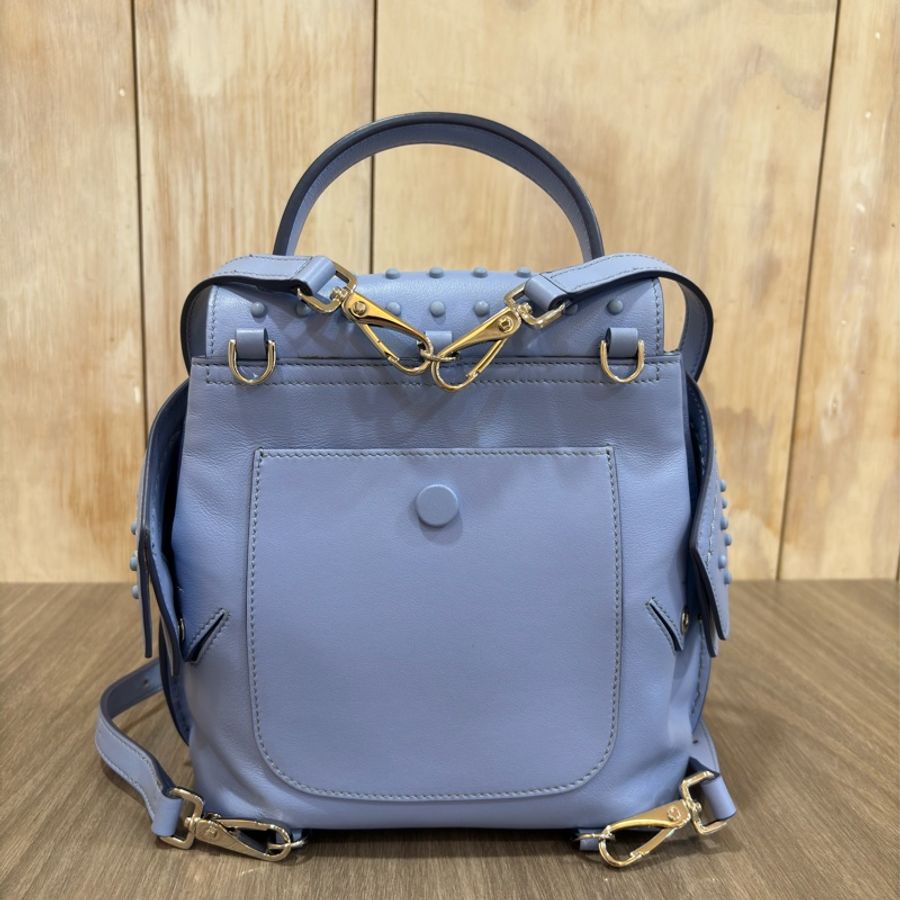 TODS WAVE MINI 水 藍 全皮 豆豆 手提包 肩背包 斜背包 後背包 palm-3