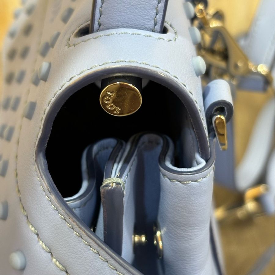 TODS WAVE MINI 水 藍 全皮 豆豆 手提包 肩背包 斜背包 後背包 palm-4
