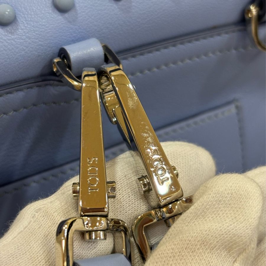 TODS WAVE MINI 水 藍 全皮 豆豆 手提包 肩背包 斜背包 後背包 palm-16