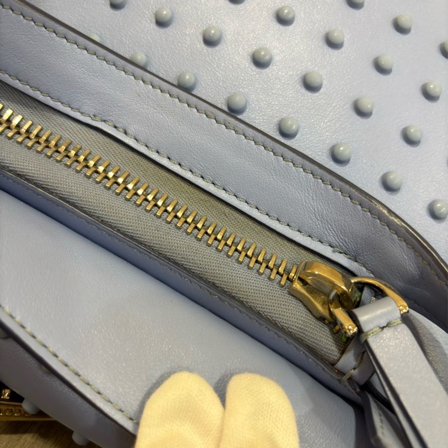 TODS WAVE MINI 水 藍 全皮 豆豆 手提包 肩背包 斜背包 後背包 palm-24