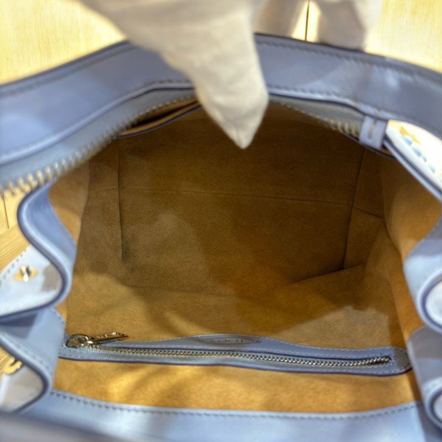 TODS WAVE MINI 水 藍 全皮 豆豆 手提包 肩背包 斜背包 後背包 palm-25