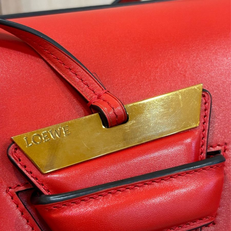 LOEWE Barcelona 牛皮 巴塞隆納 珊瑚紅 手拿包 肩背包 斜背包 中款-6