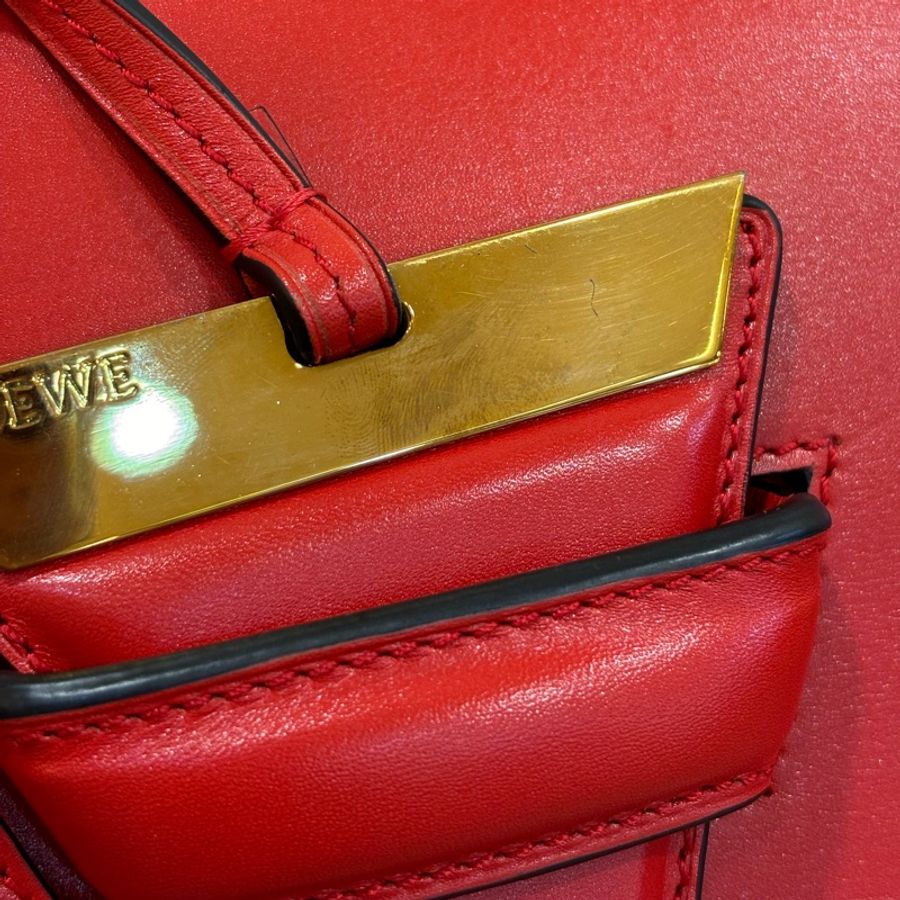 LOEWE Barcelona 牛皮 巴塞隆納 珊瑚紅 手拿包 肩背包 斜背包 中款-7