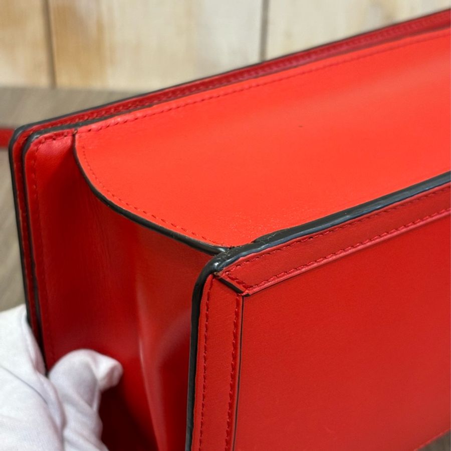 LOEWE Barcelona 牛皮 巴塞隆納 珊瑚紅 手拿包 肩背包 斜背包 中款-10
