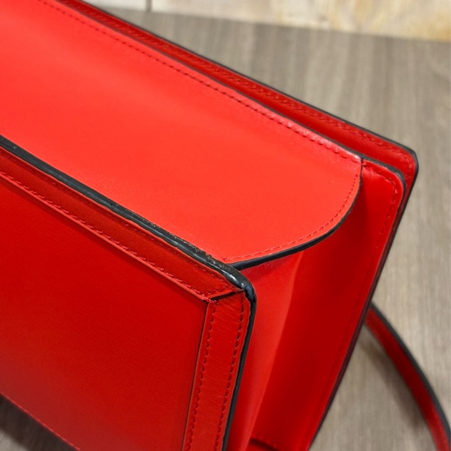 LOEWE Barcelona 牛皮 巴塞隆納 珊瑚紅 手拿包 肩背包 斜背包 中款-11