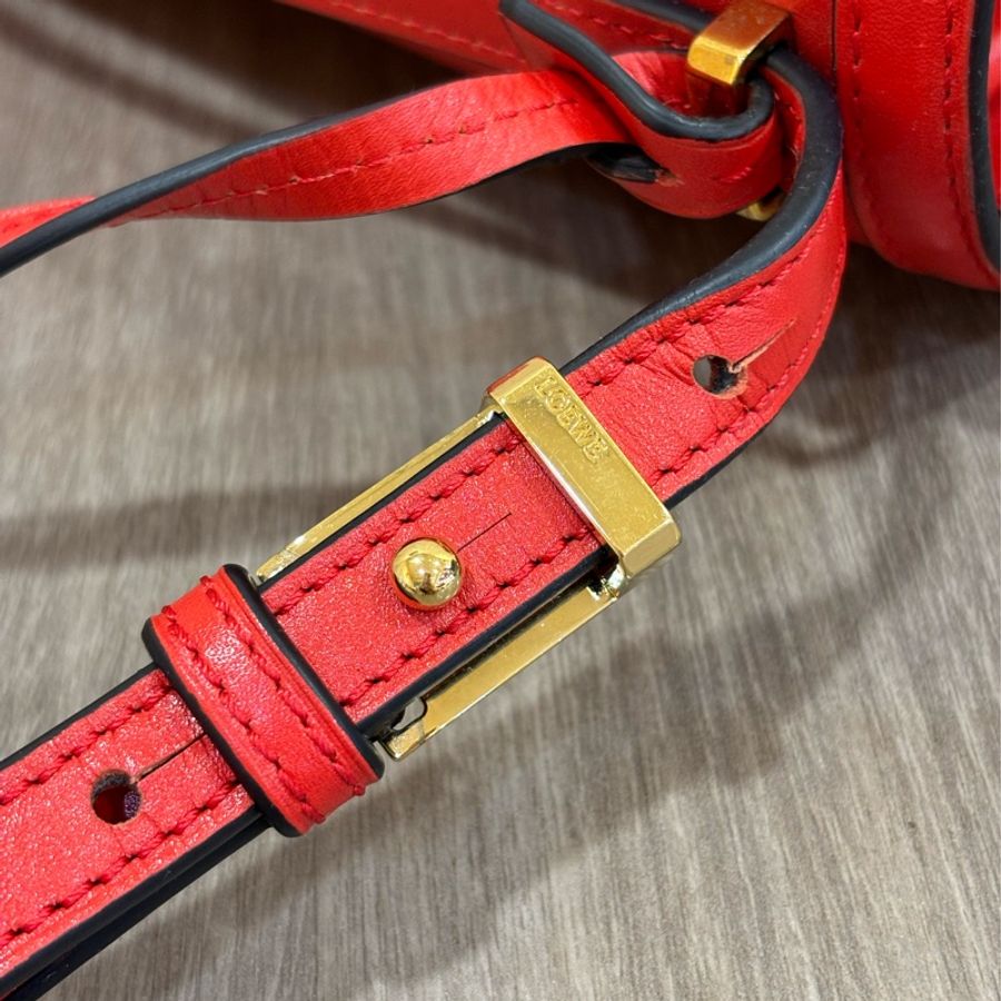 LOEWE Barcelona 牛皮 巴塞隆納 珊瑚紅 手拿包 肩背包 斜背包 中款-14