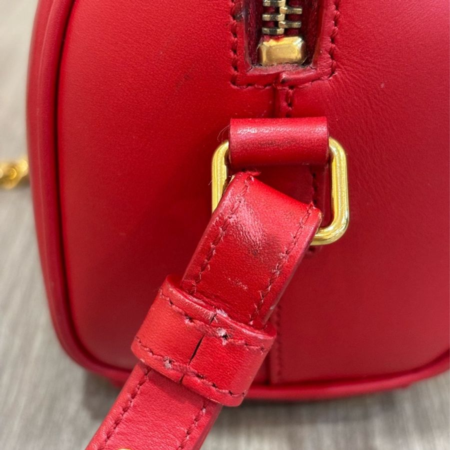 YSL 355393 櫻桃 紅 色 全皮 MINI 18 SPEEDY 波士頓包 手提包 斜背包 兩用包 肩背包-2