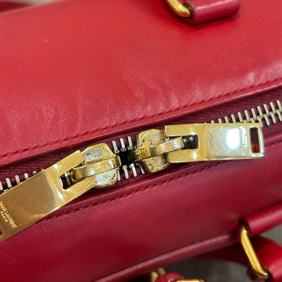 YSL 355393 櫻桃 紅 色 全皮 MINI 18 SPEEDY 波士頓包 手提包 斜背包 兩用包 肩背包-14