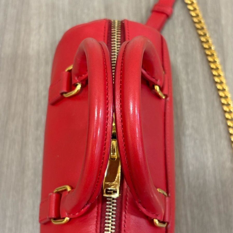 YSL 355393 櫻桃 紅 色 全皮 MINI 18 SPEEDY 波士頓包 手提包 斜背包 兩用包 肩背包-17