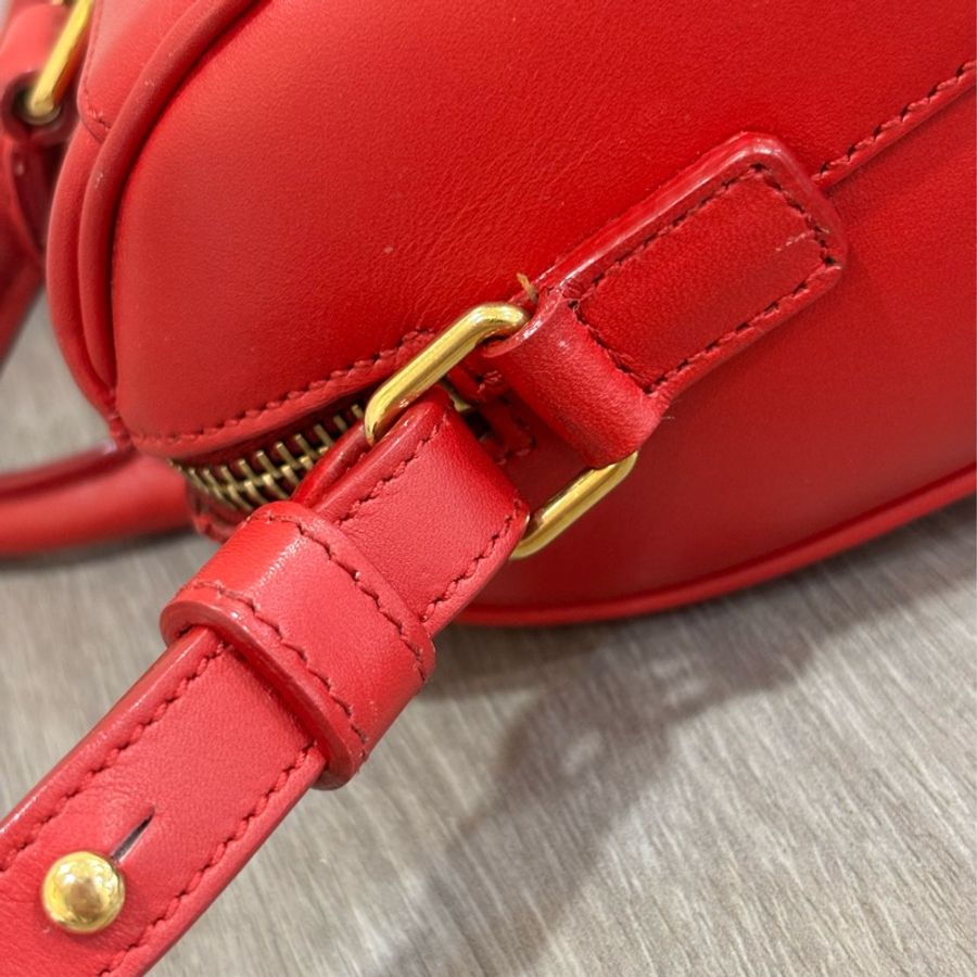 YSL 355393 櫻桃 紅 色 全皮 MINI 18 SPEEDY 波士頓包 手提包 斜背包 兩用包 肩背包-18