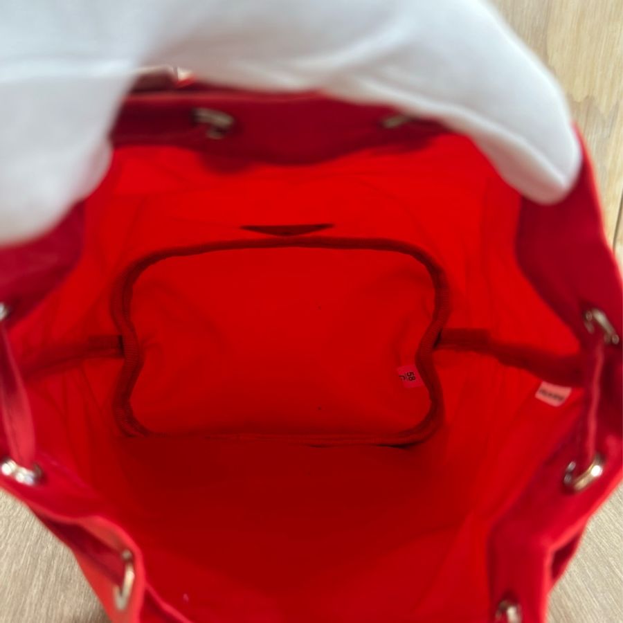 PRADA 1N0369 紅色 三角標 帆布 三角鐵牌 束口包 化妝包 收納包 萬用包-14