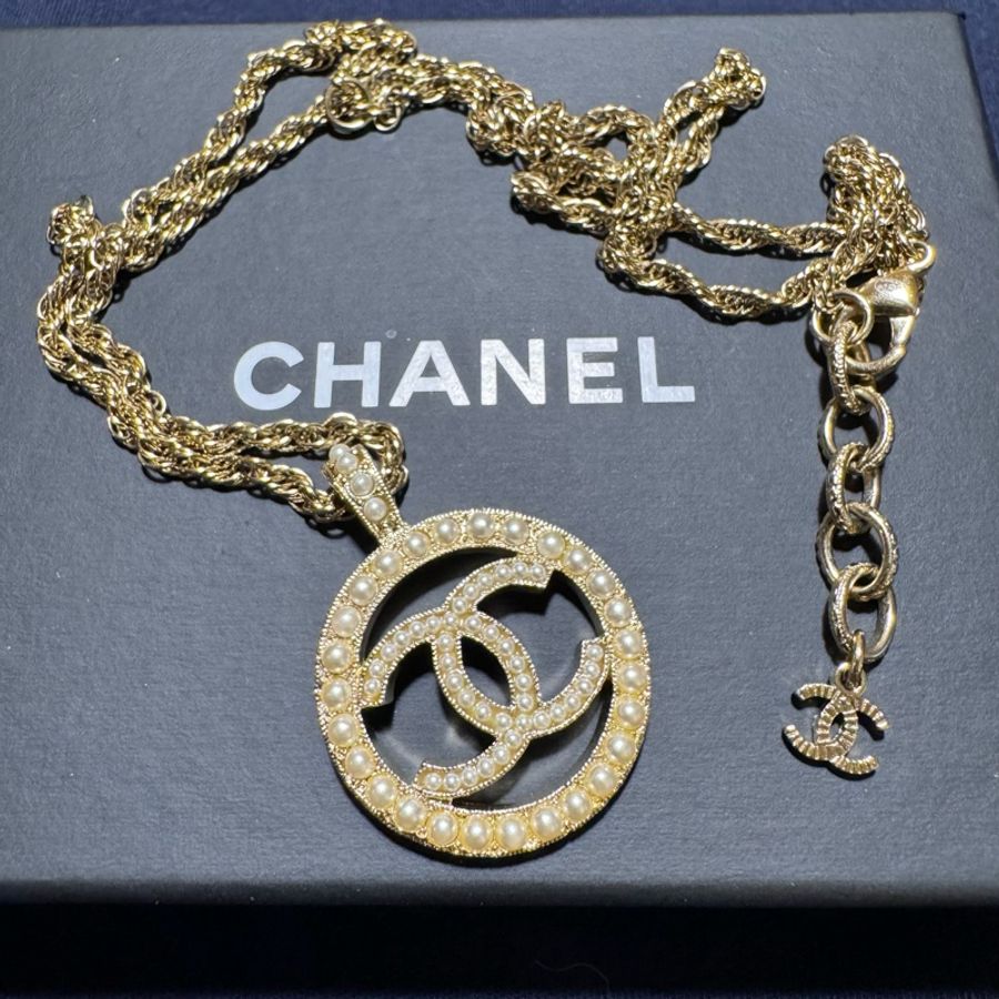 CHANEL香奈兒a21珍珠可調節長短兩用項鍊/毛衣鏈-8