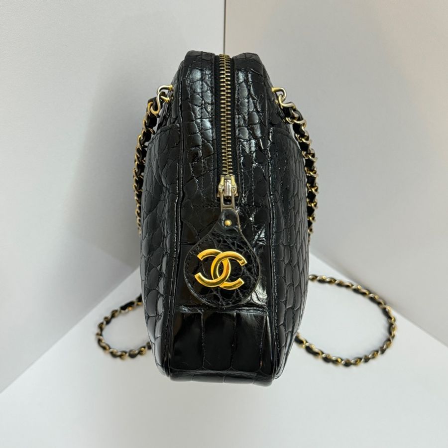 （稀世珍寶 真鱷魚皮🐊） Chanel 真鱷魚皮 黑金 相機包-4