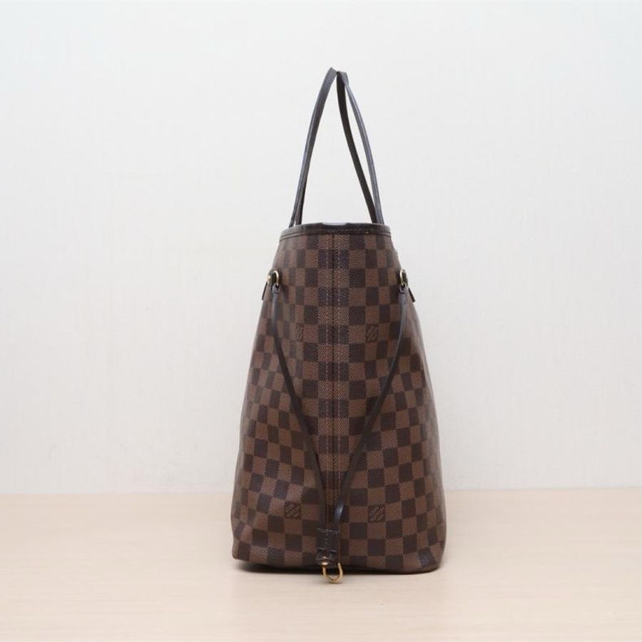 LOUIS VUITTON(路易威登) Neverfull 大號 39 配子袋 棕色棋盤格 PVC 金扣 2019-1