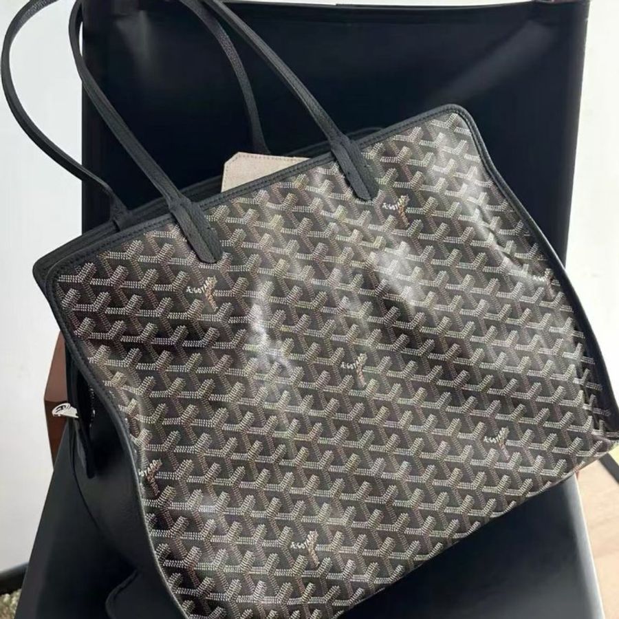 goyard 黑色老花hardy手提拉鍊tote 99新 配件子包.版墊-3
