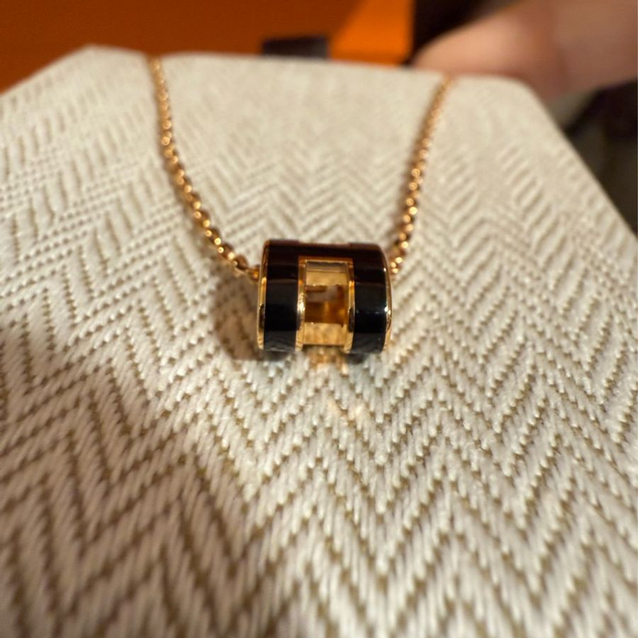Hermes’ Mini Pop H 項鍊黑色玫瑰金-4