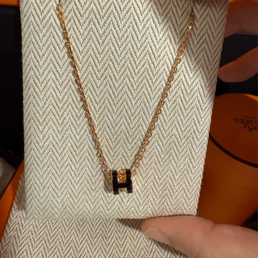 Hermes’ Mini Pop H 項鍊黑色玫瑰金-6